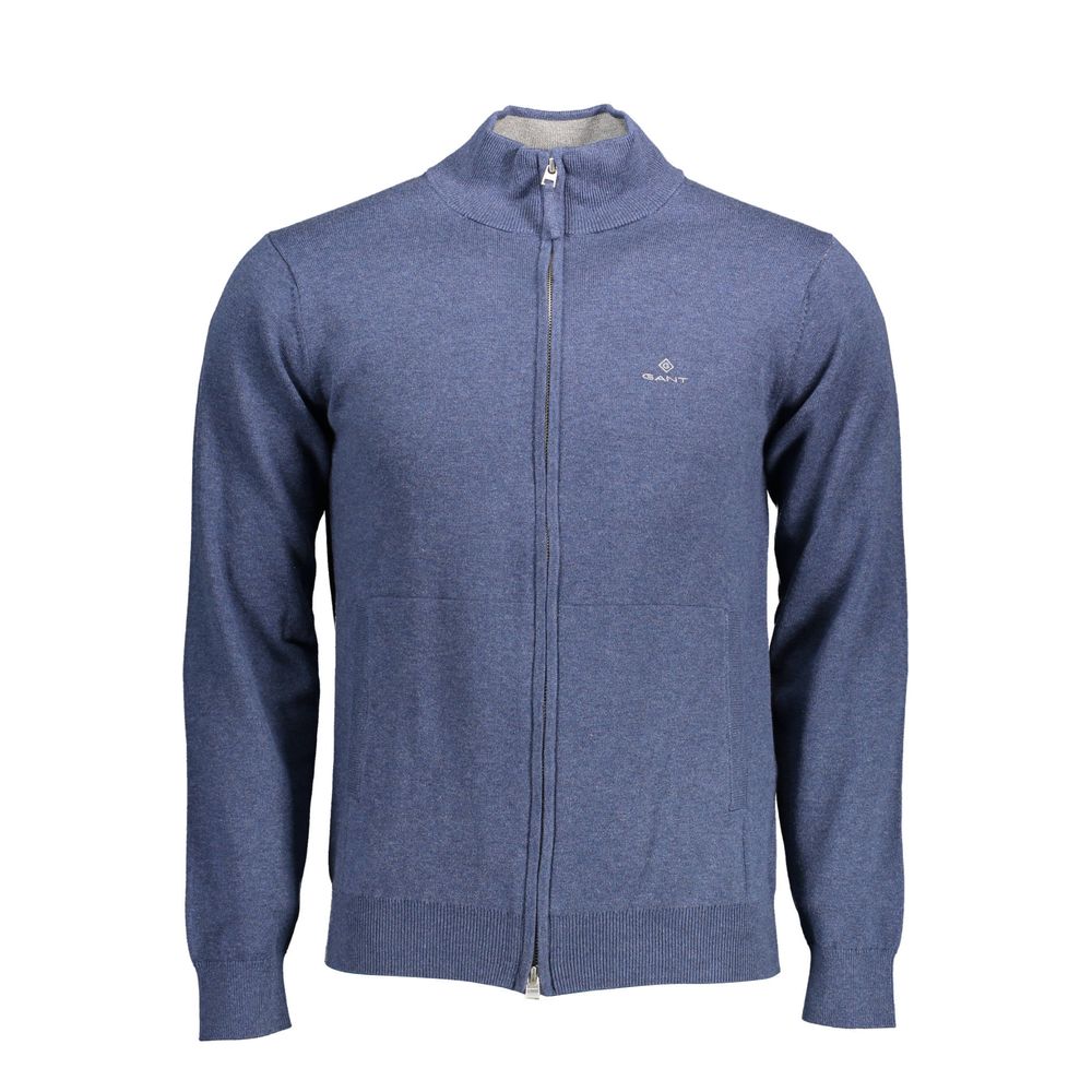 Cardigan bleu à col montant bleu