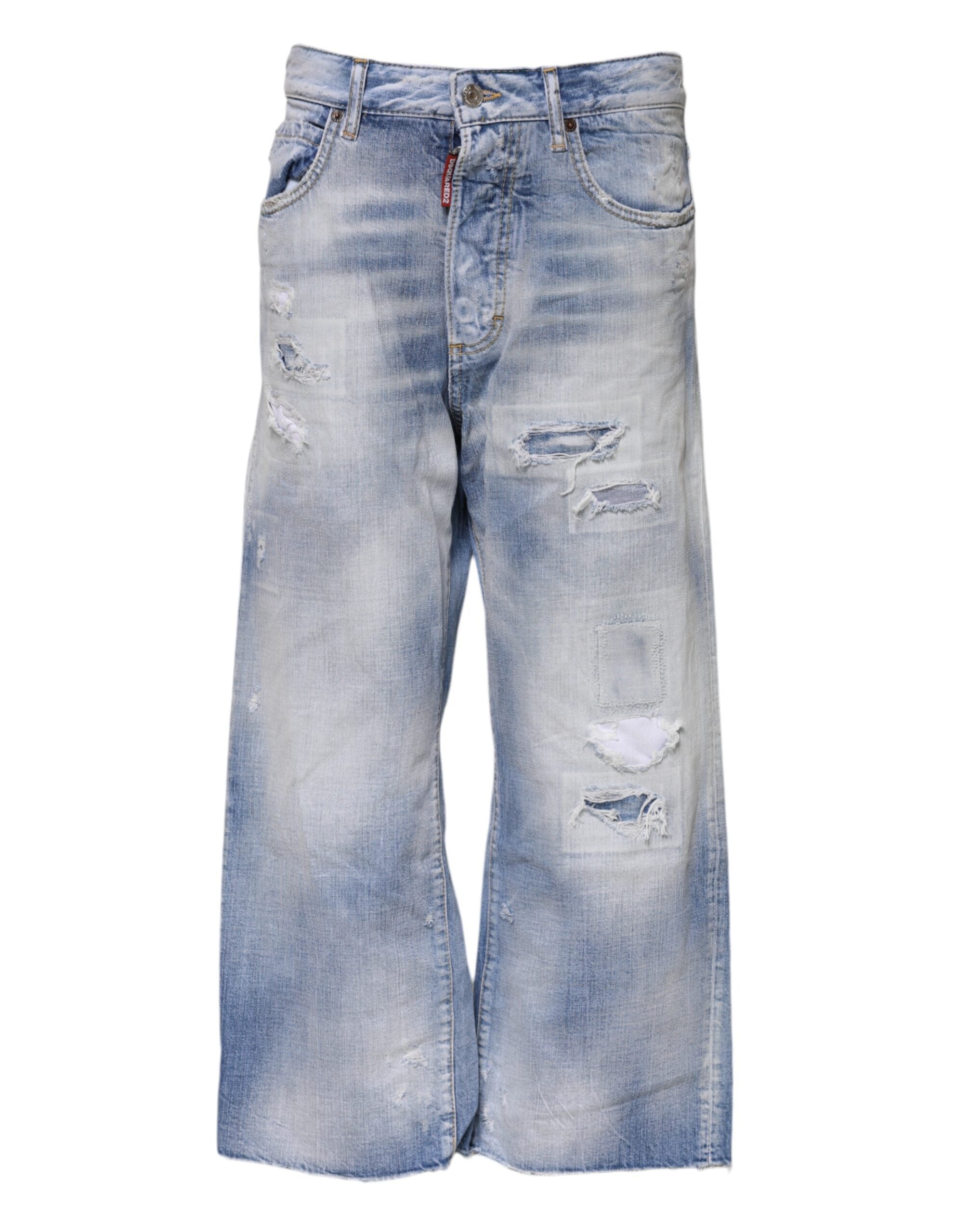 Jeans dsquared2 taille haute bleus délavés
