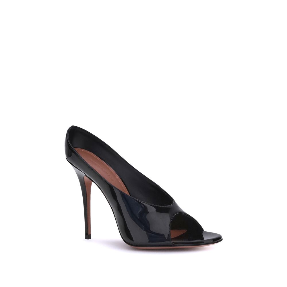 Sandales Amina Muaddi cuir noir