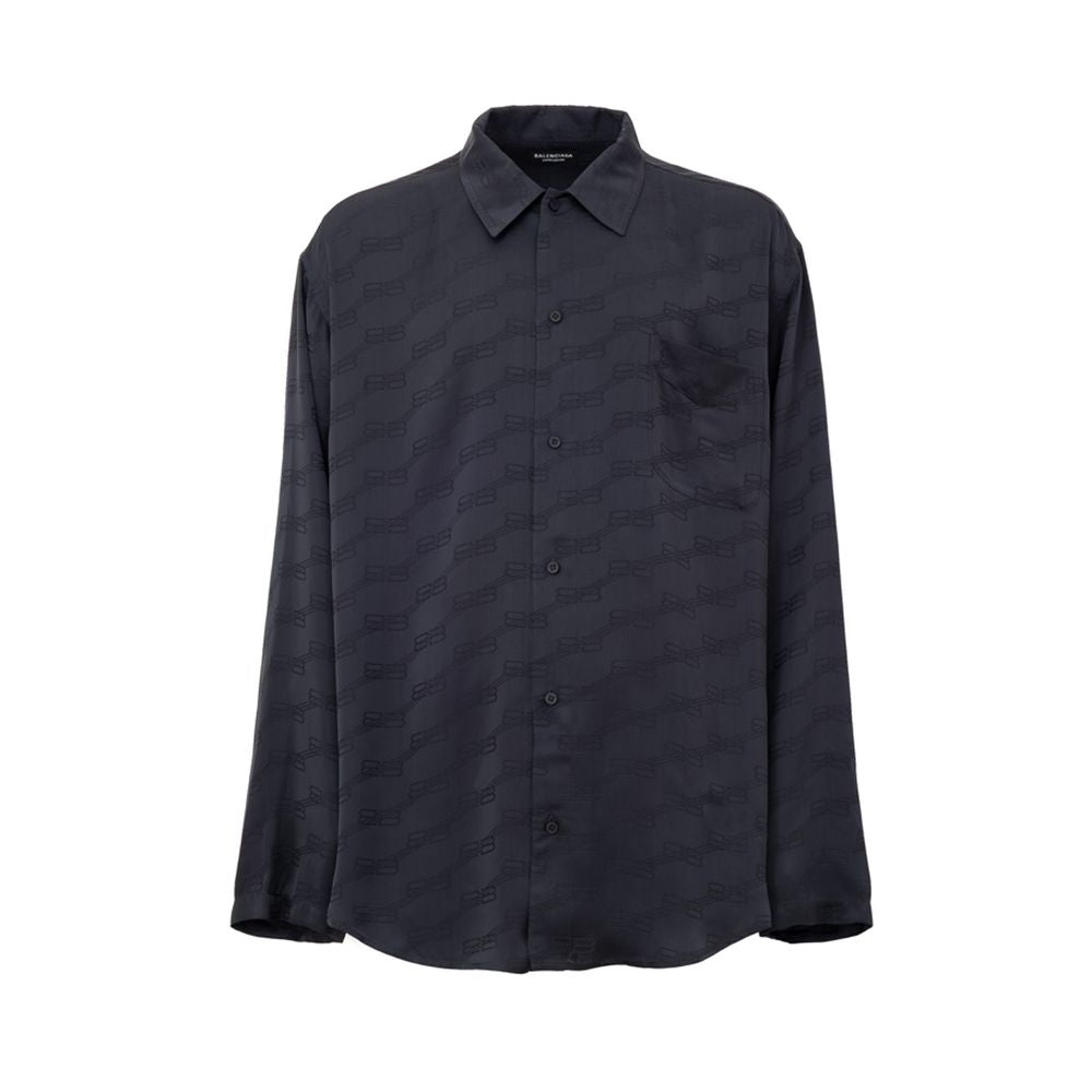 Chemise Balenciaga Allover logo gris foncé