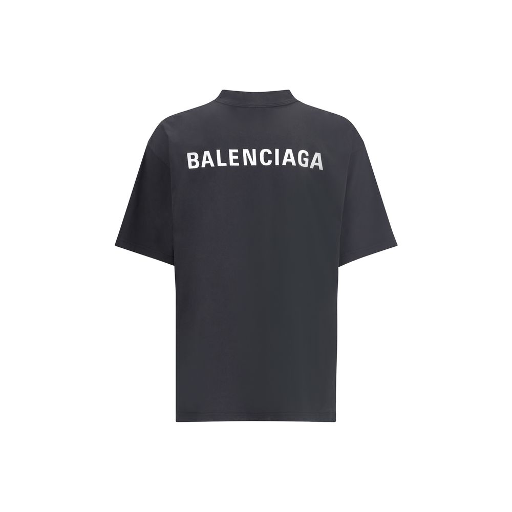 T-shirt Balenciaga logo noir