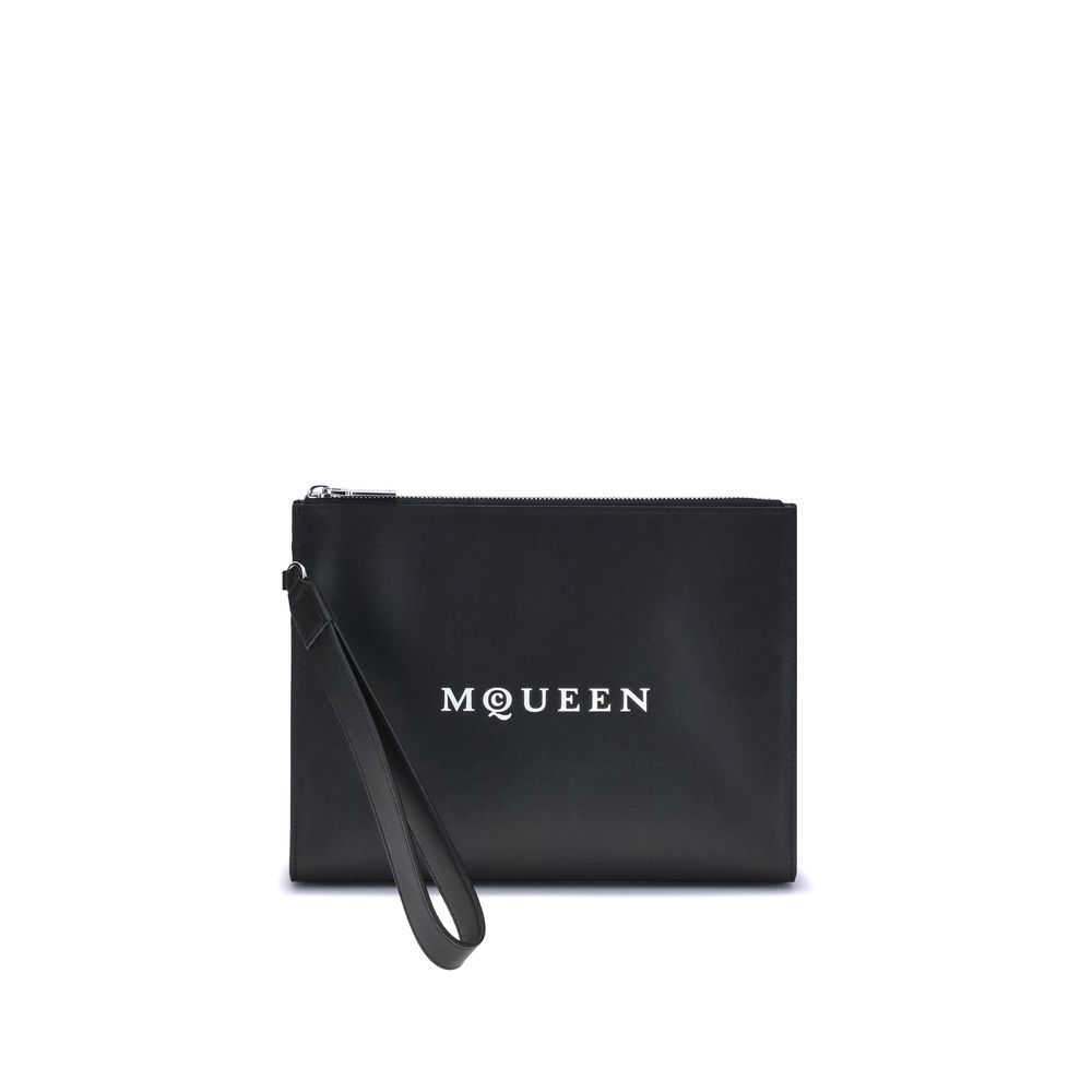 Pochette Alexander McQueen en cuir noire