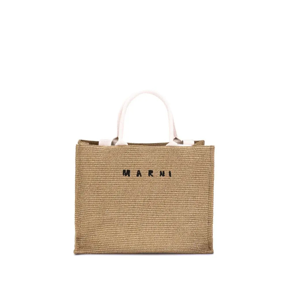 Sac cabas Marni effet raffia beige Marni
