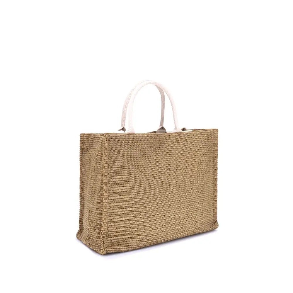 Sac cabas Marni effet raffia beige Marni