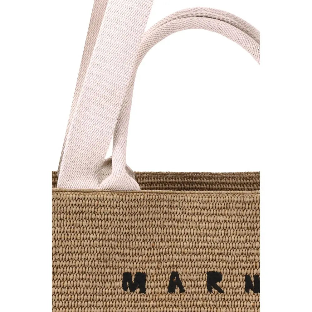 Sac cabas Marni effet raffia beige Marni