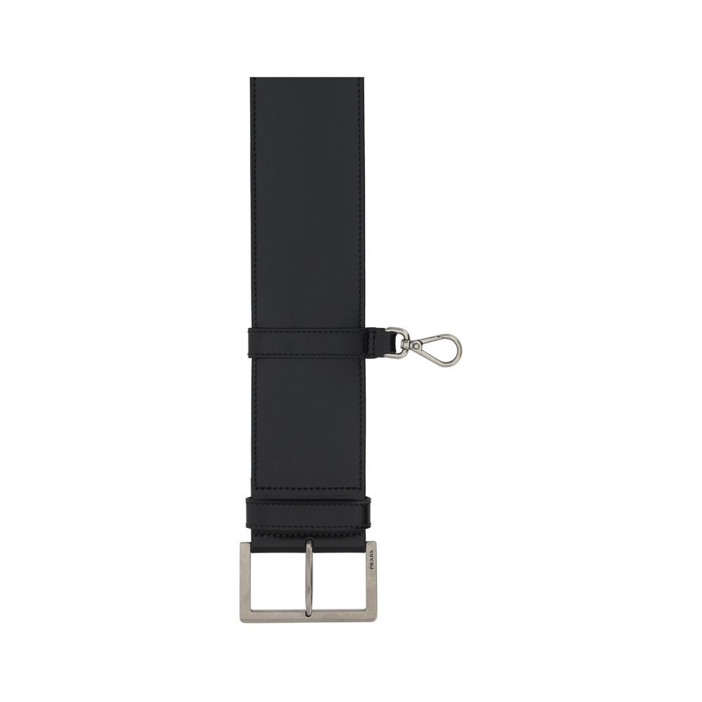 Bracelet Prada en cuir noir