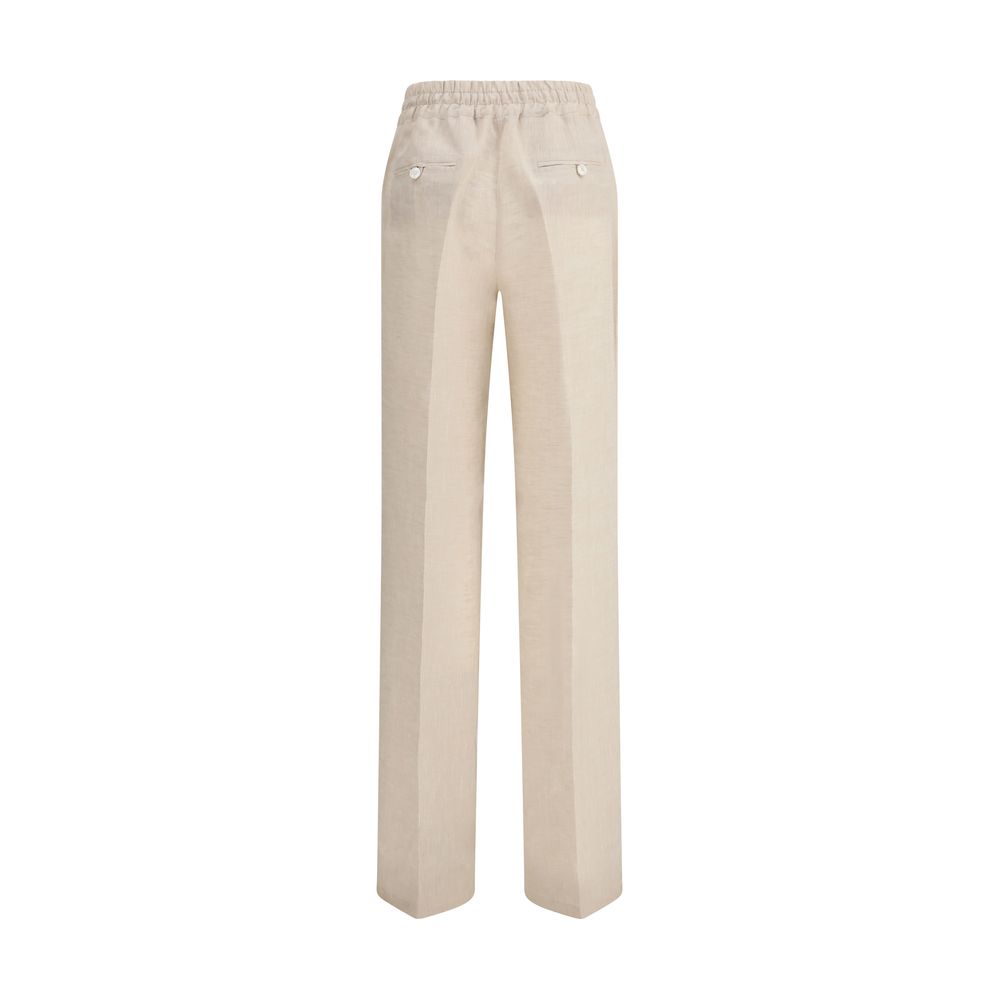 Pantalons Kiton en lin beiges