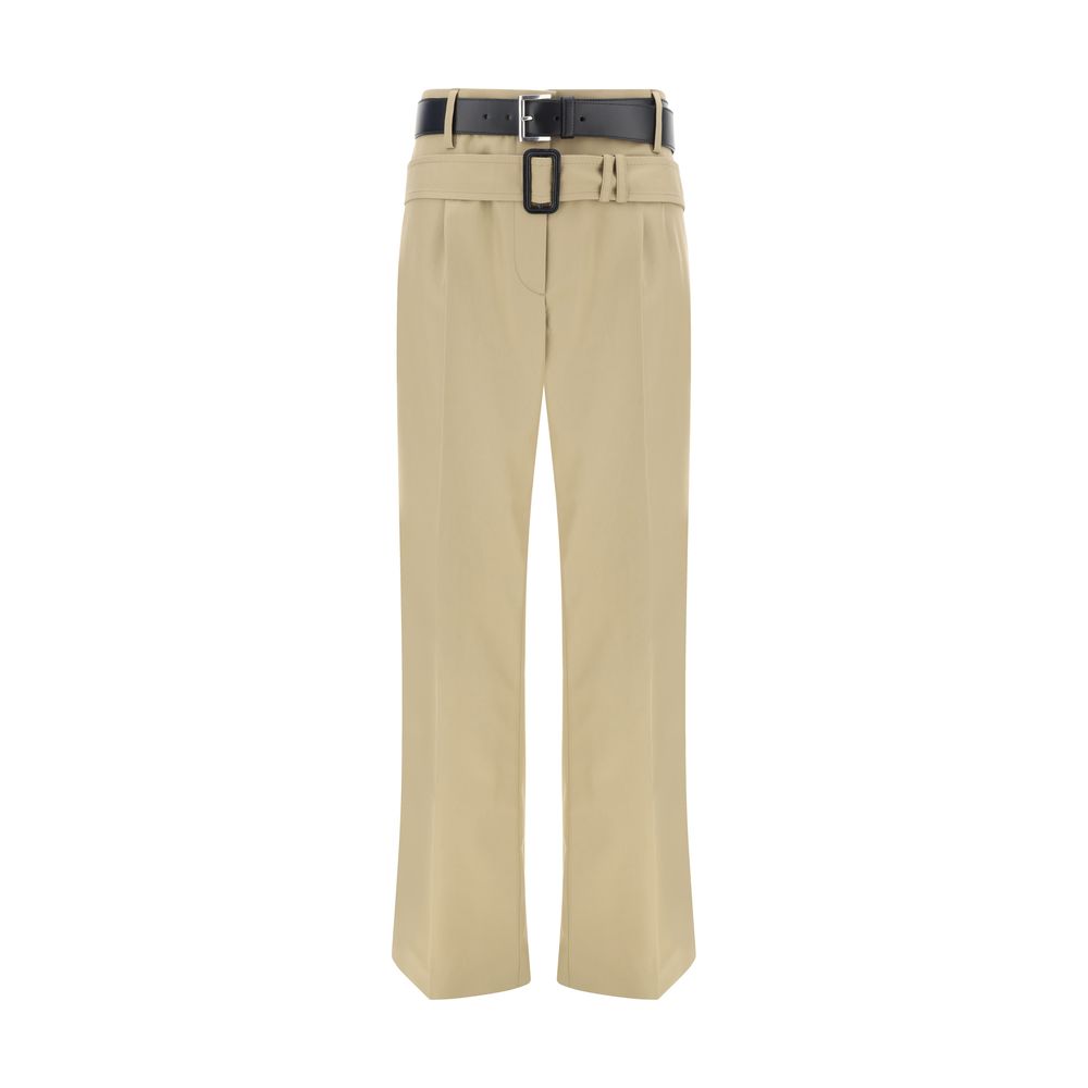 Pantalons Prada avec ceinture cuir noirs