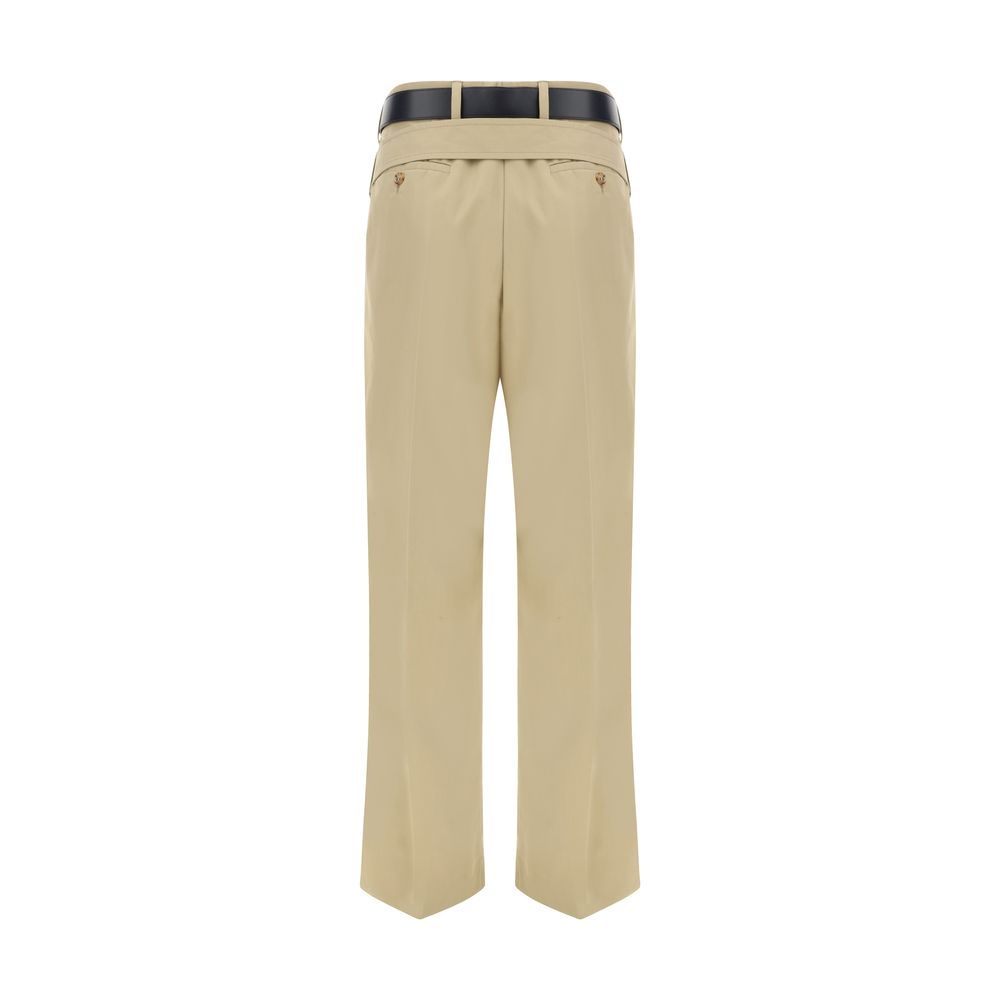 Pantalons Prada avec ceinture cuir noirs