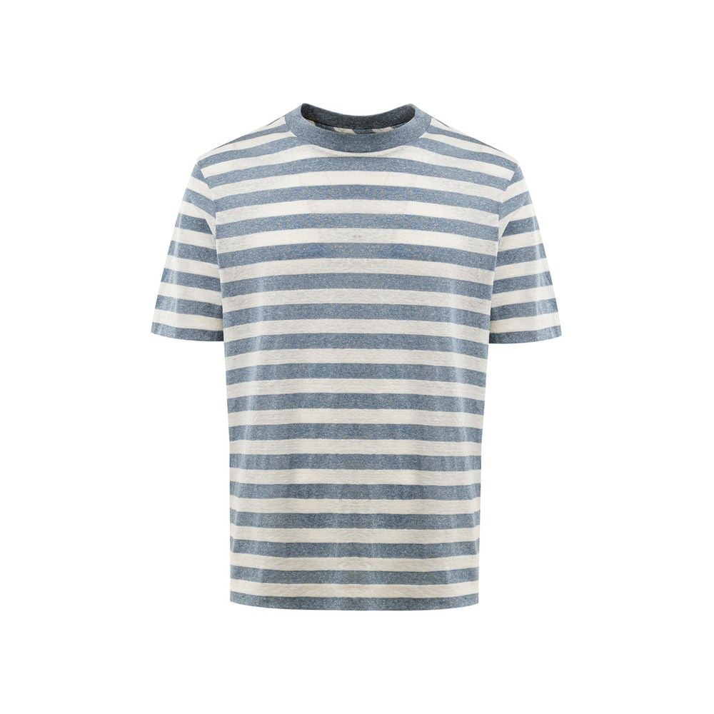 T-shirt Gran Sasso rayé gris blanc
