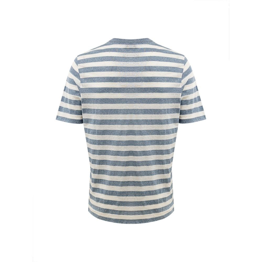 T-shirt Gran Sasso rayé gris blanc