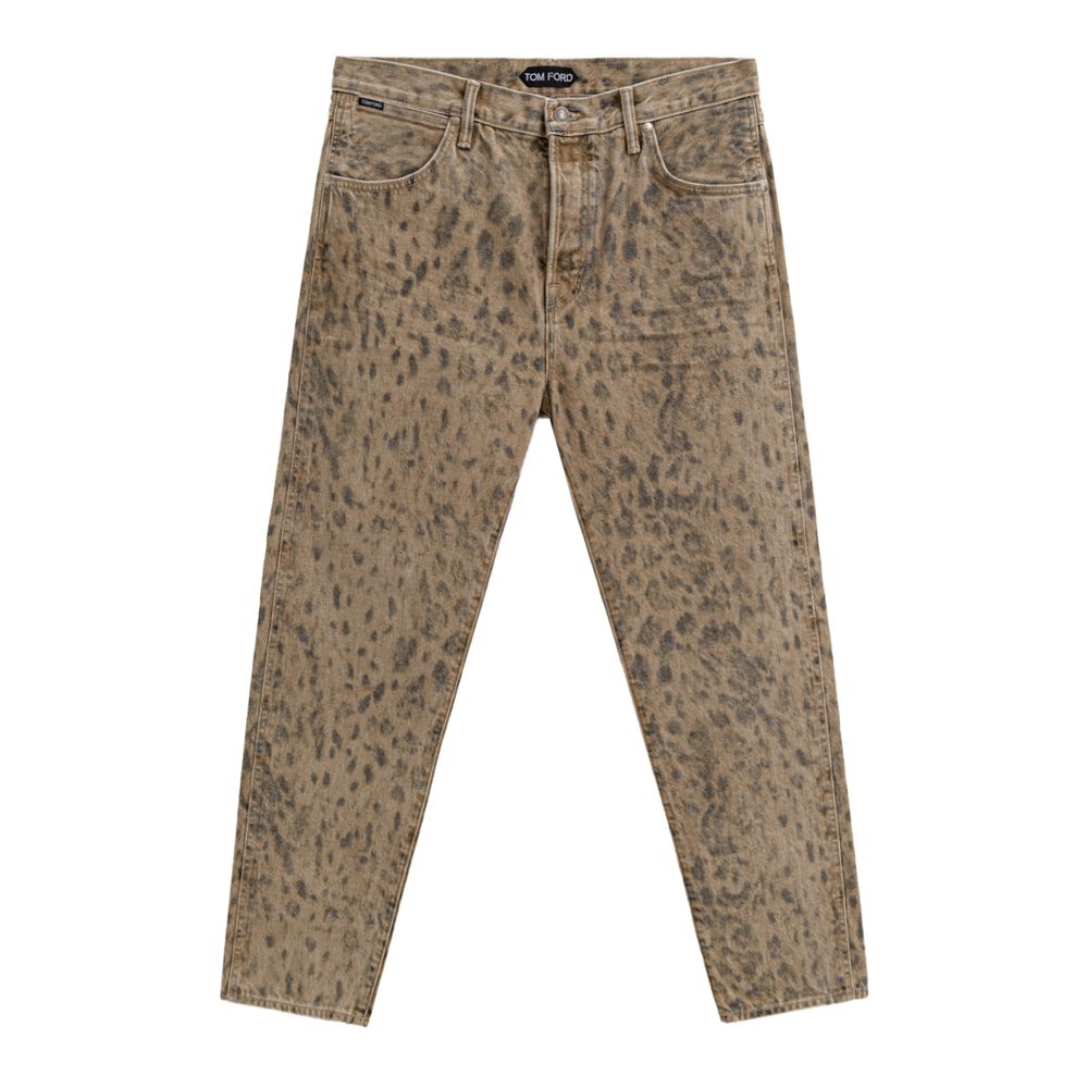 Jean Tom Ford tapered beige léopard