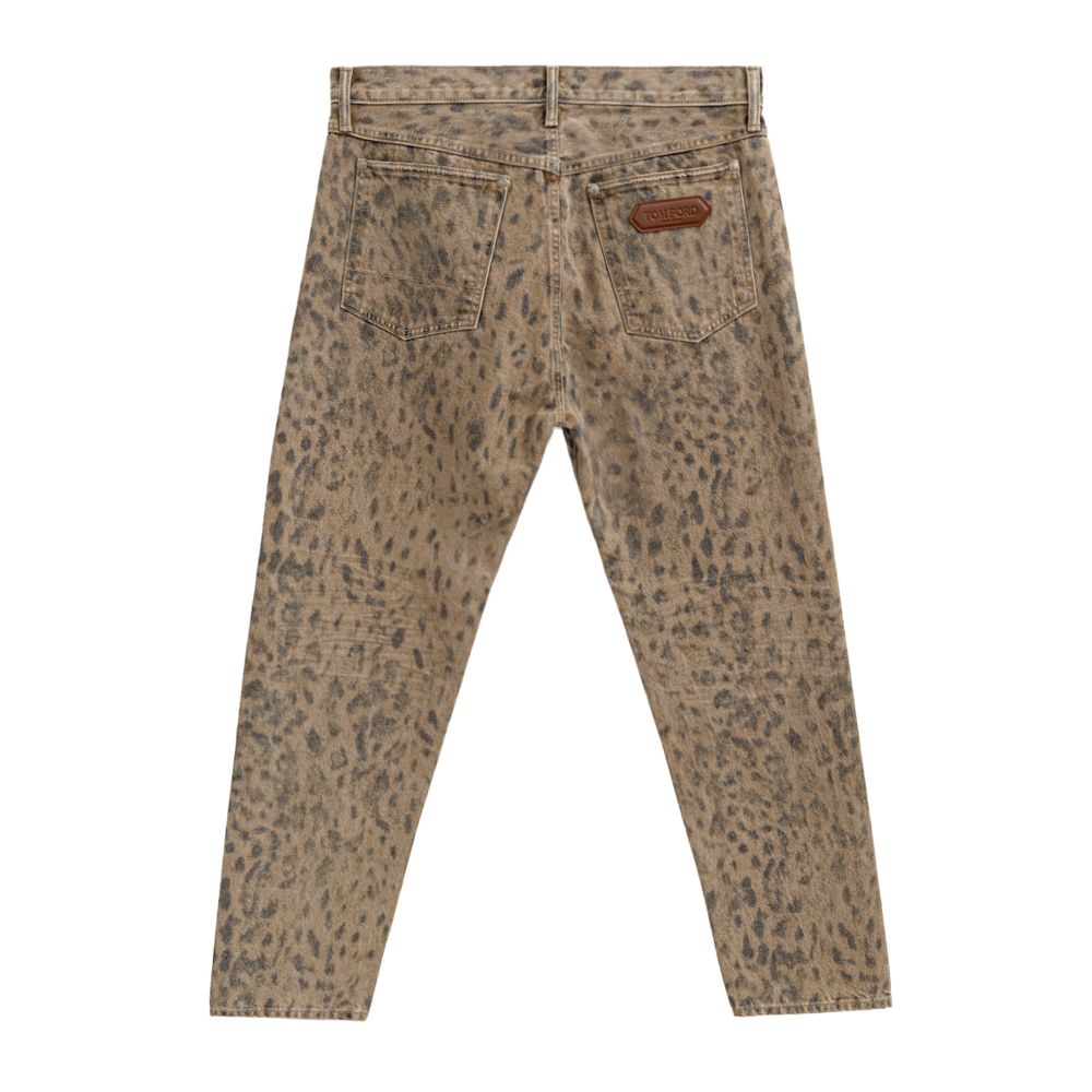 Jean Tom Ford tapered beige léopard
