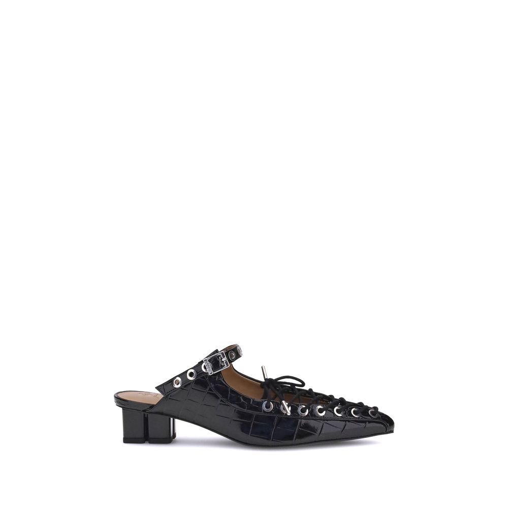Mules Ganni Oleatex blanches