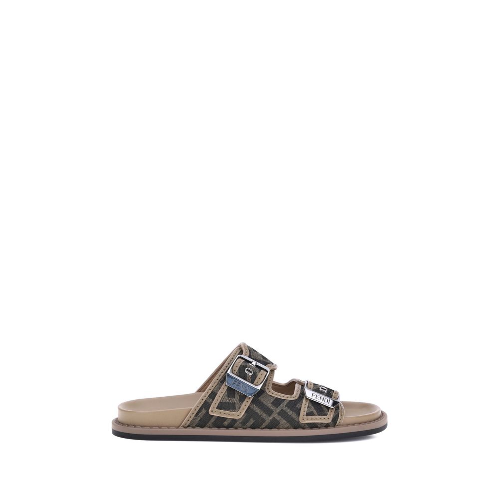 Sandales Fendi FF cuir noires
