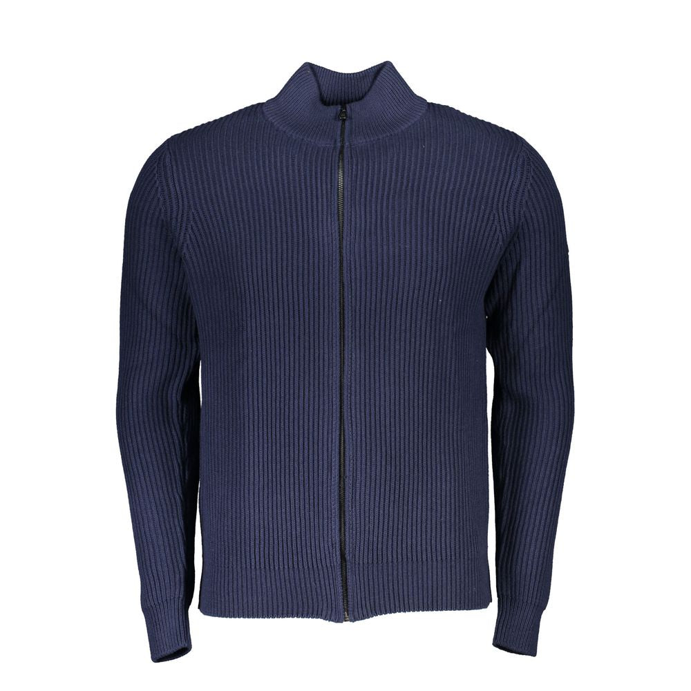 Cardigan bleu détails contrastés