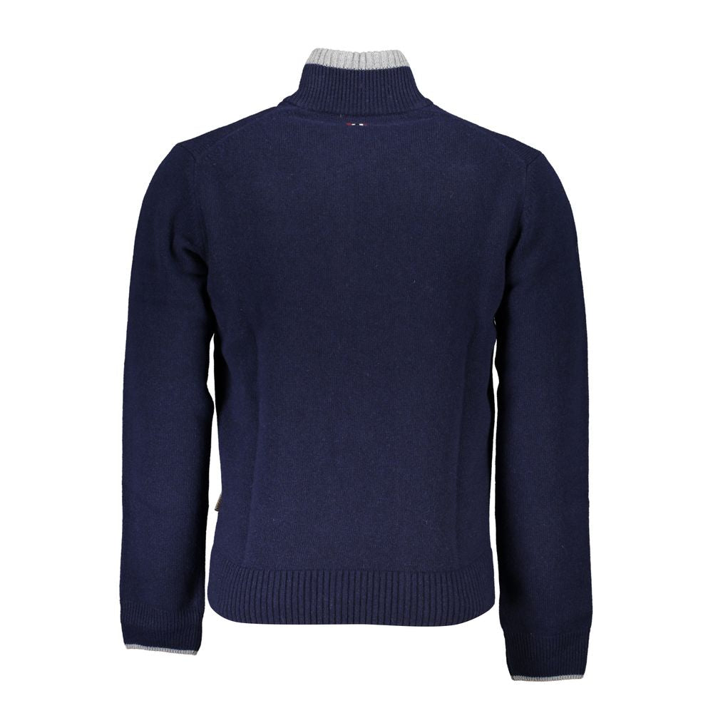Sweater bleu à zip demi avec logo