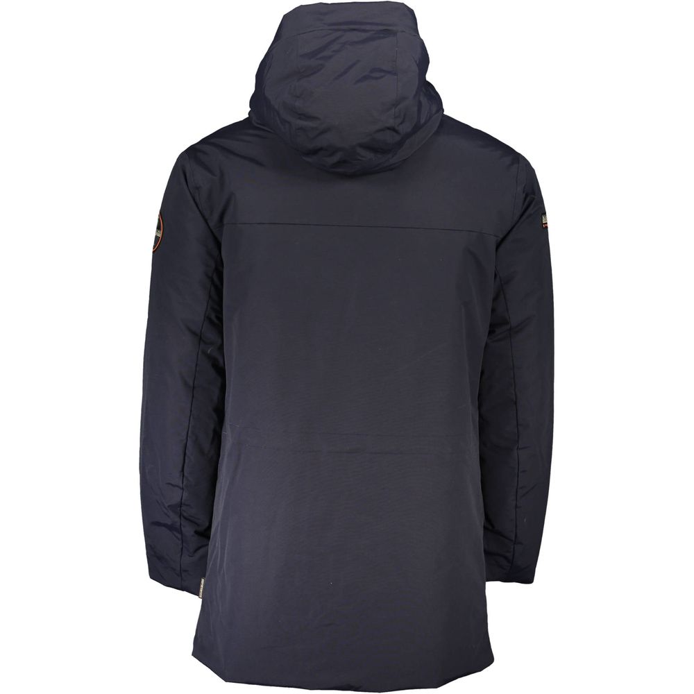 Veste longue bleue avec capuche bleue