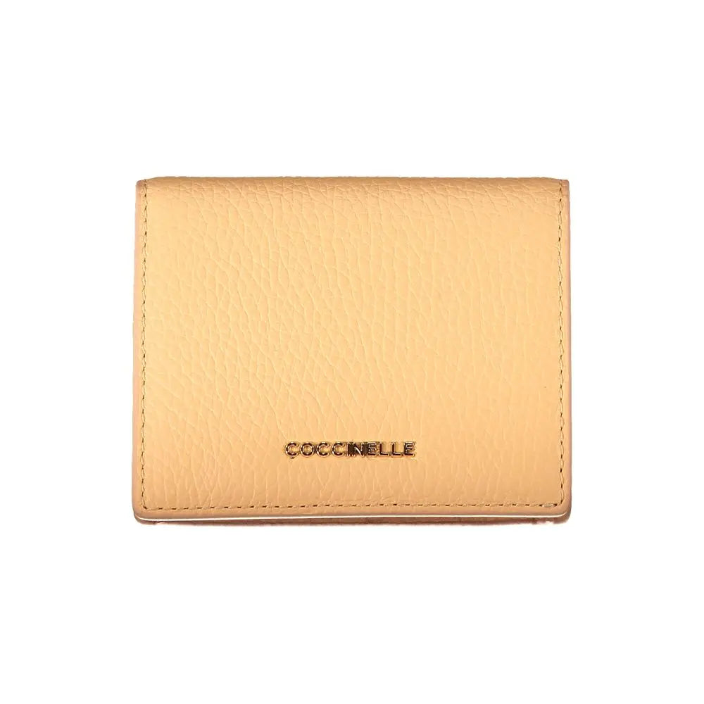 Portefeuille orange cuir avec logo Coccinelle