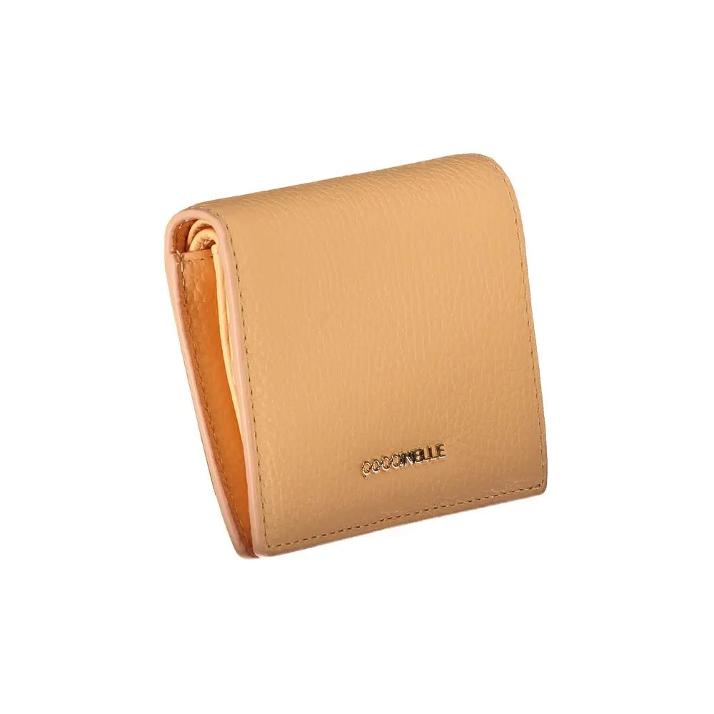 Portefeuille orange cuir avec logo Coccinelle