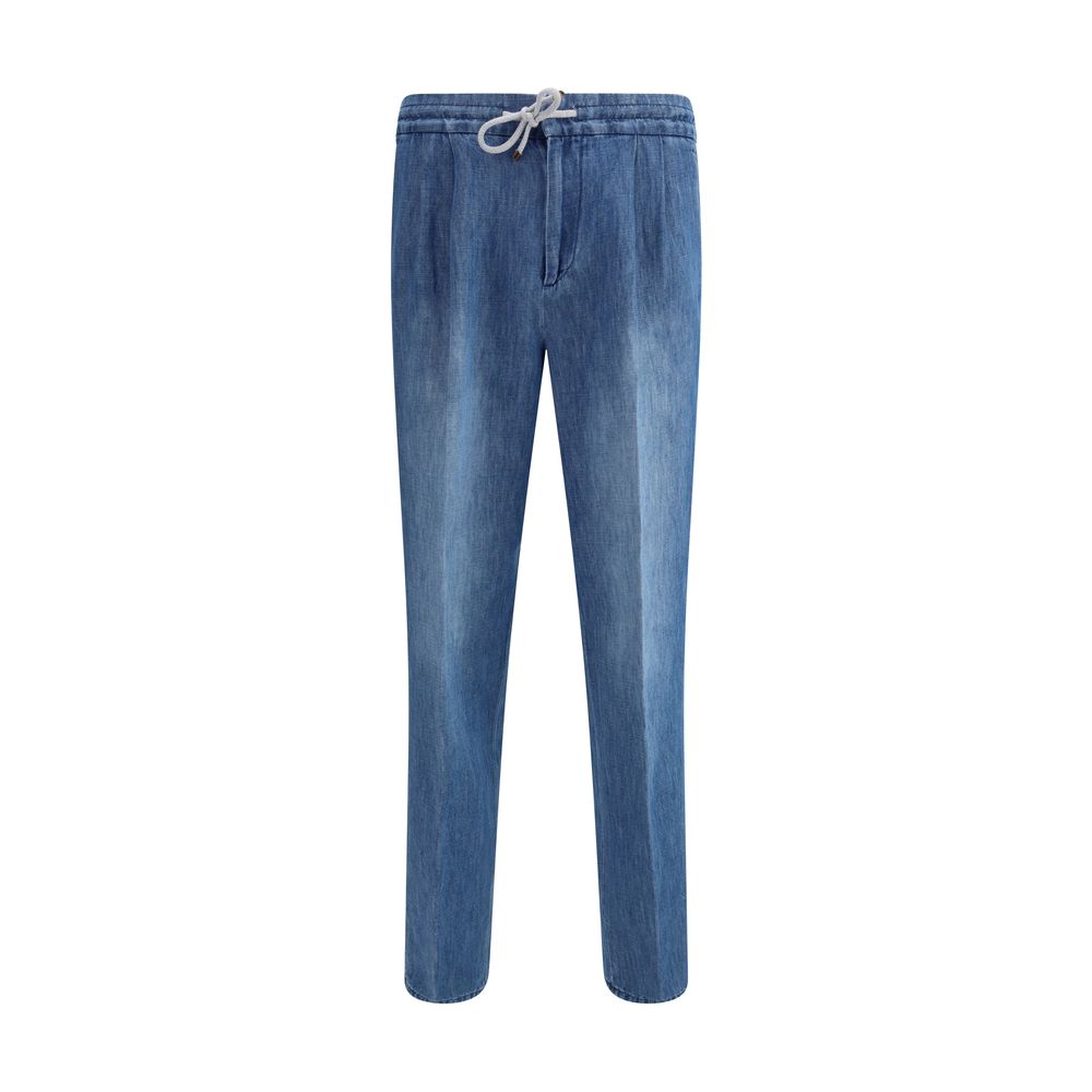 Jeans Brunello Cucinelli à taille élastique beiges