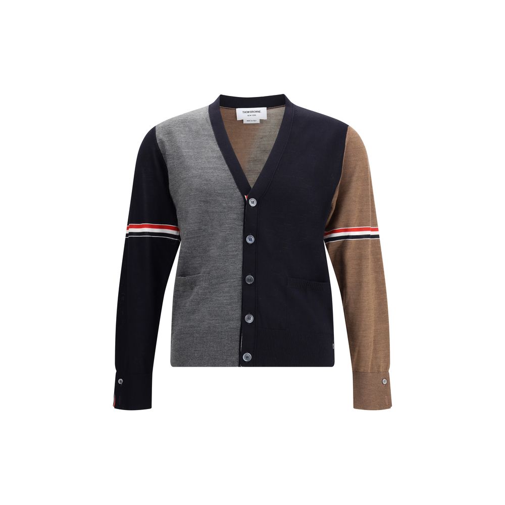 Cardigan multicolore en laine vierge beige