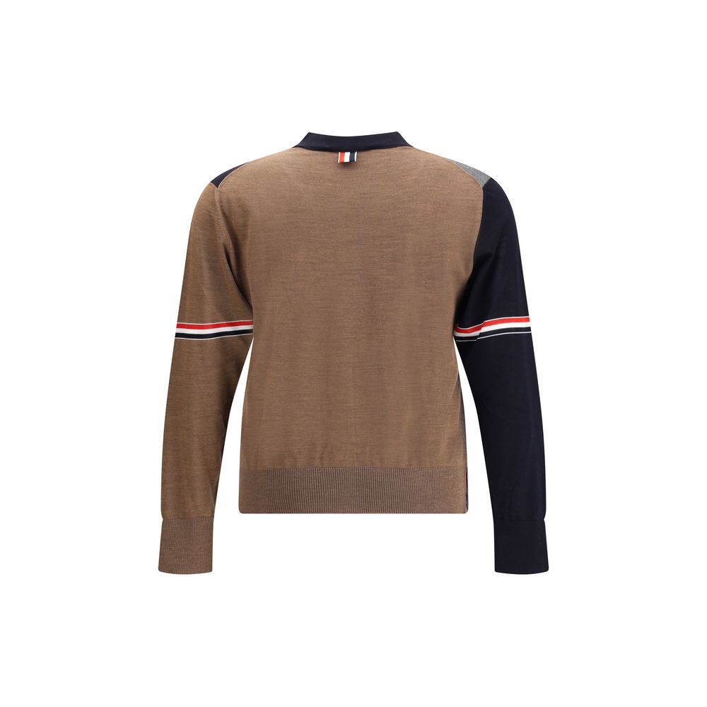 Cardigan multicolore en laine vierge beige