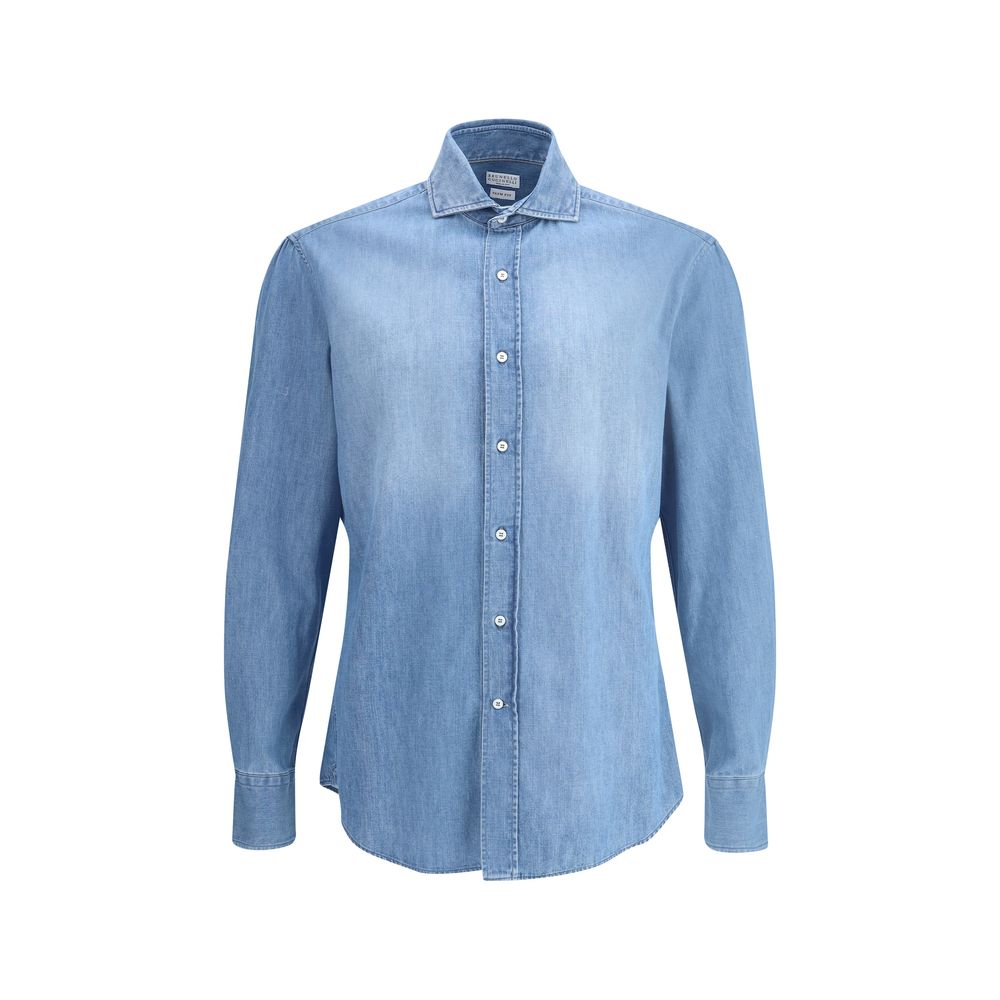 Chemise Brunello Cucinelli en denim bleue