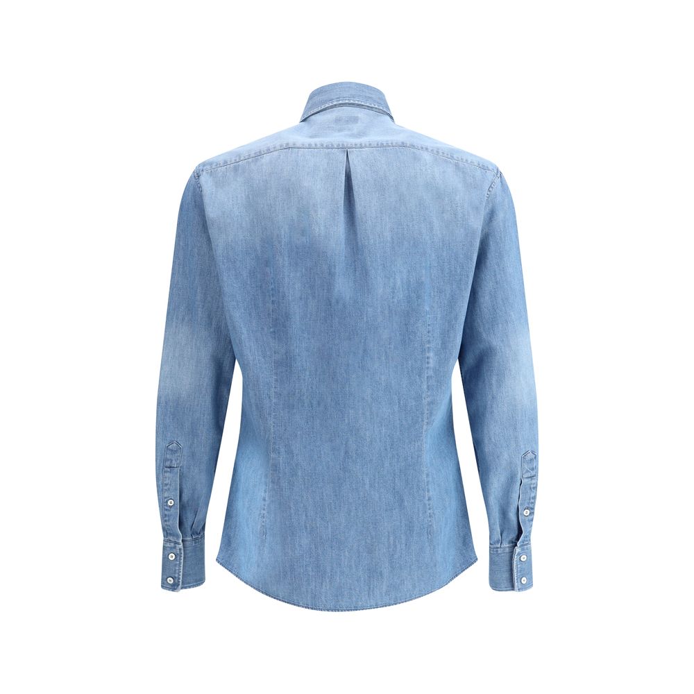 Chemise Brunello Cucinelli en denim bleue