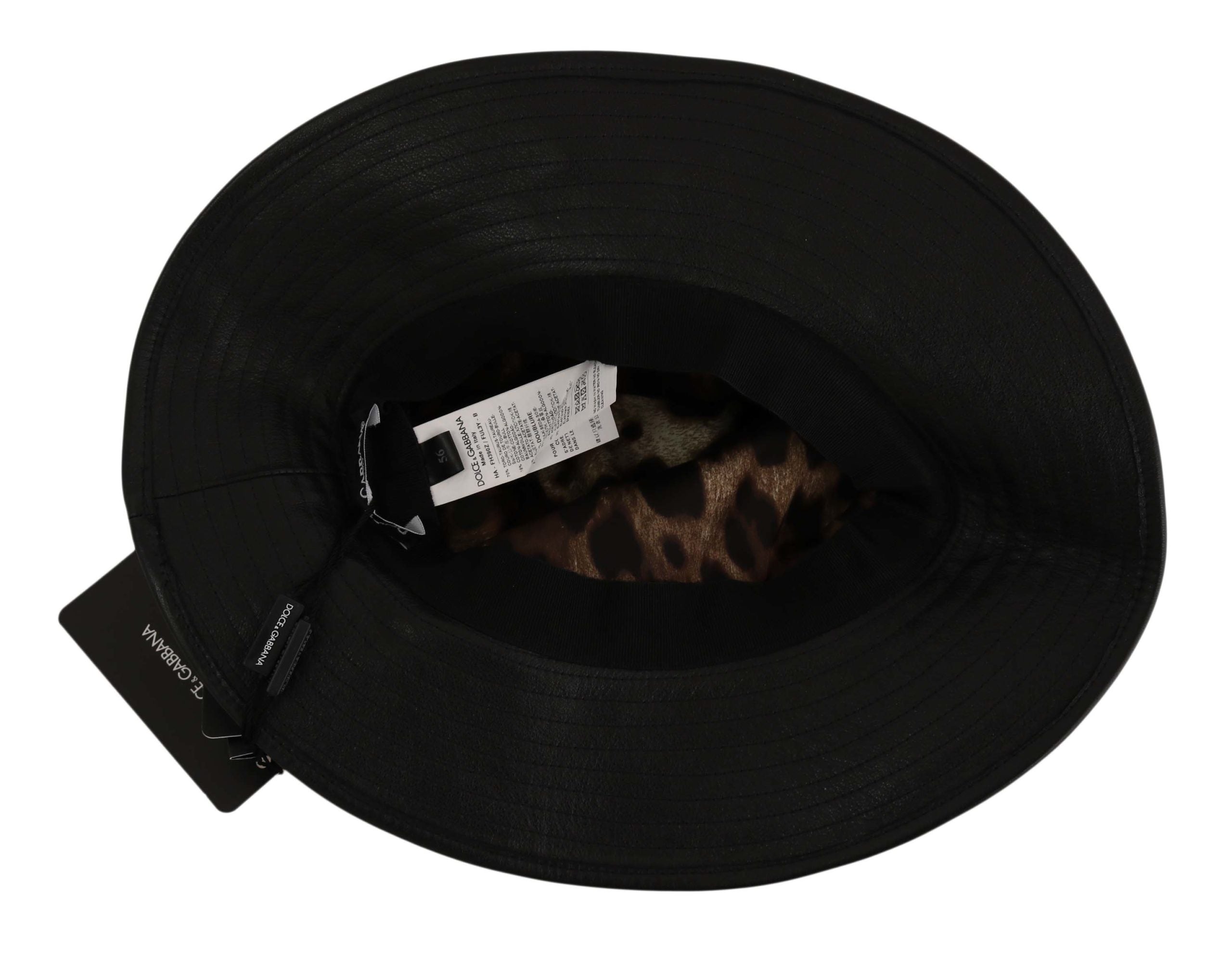 Chapeau cloche Dolce & Gabbana noir cuir