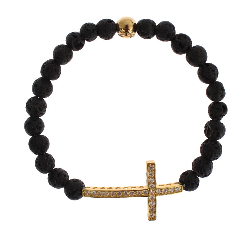 Bracelet Nialaya en lave pierre doré