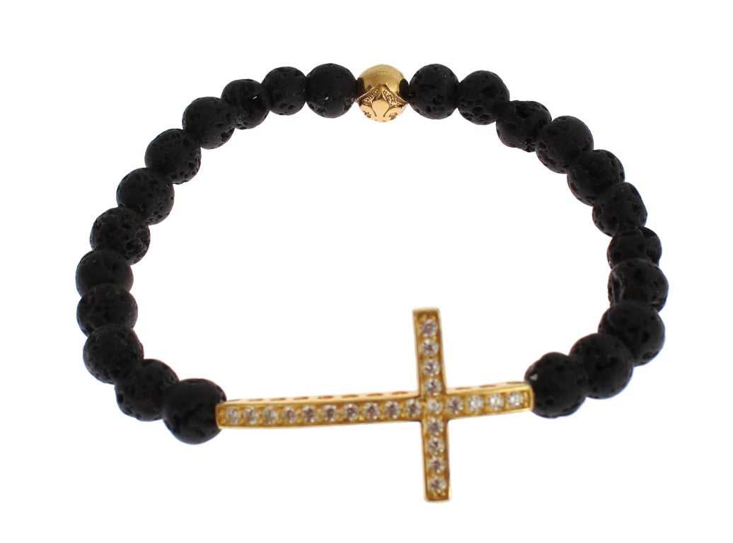 Bracelet Nialaya en lave pierre doré