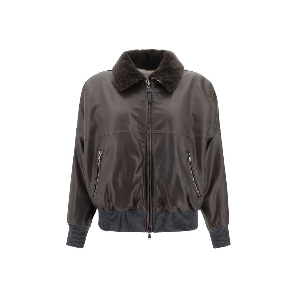 Veste Brunello Cucinelli en cuir noire