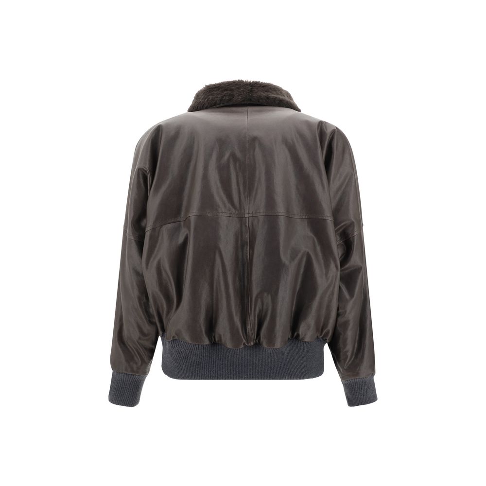 Veste Brunello Cucinelli en cuir noire