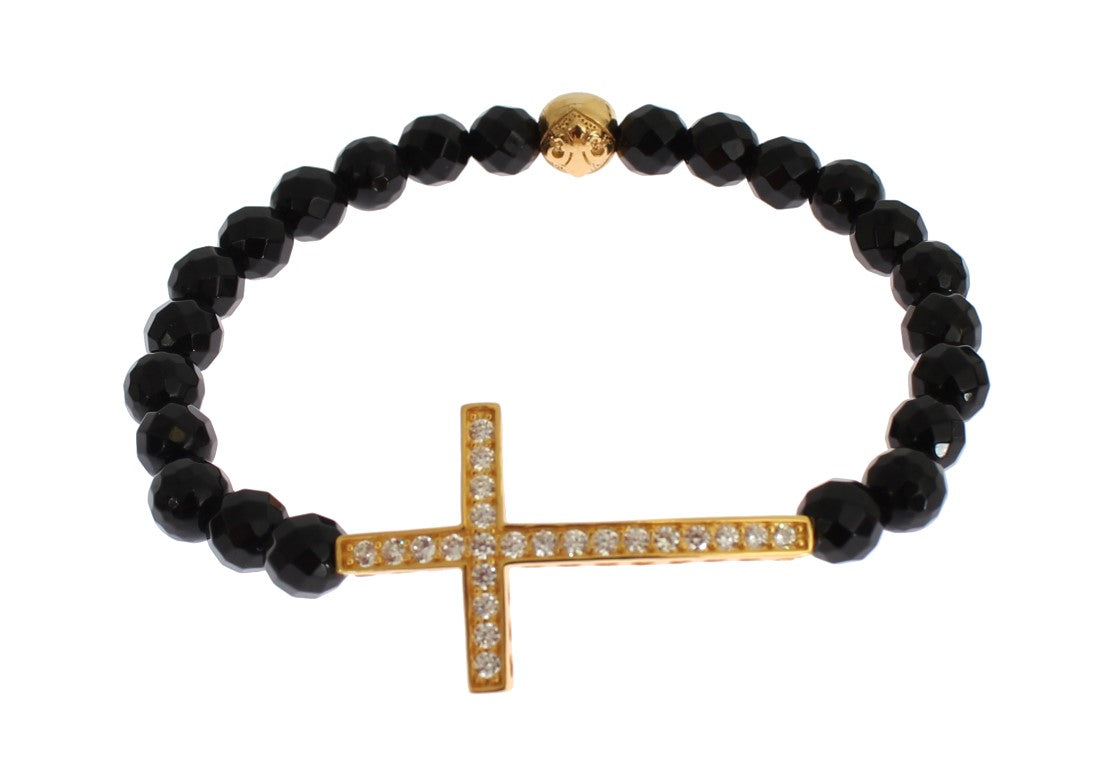 Bracelet Nialaya Agate noir et or