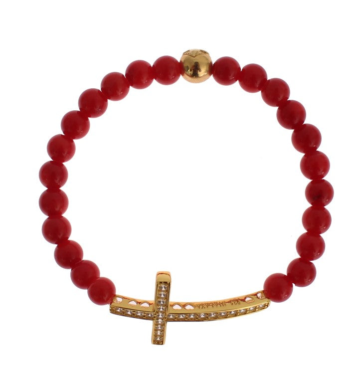 Bracelet Nialaya Cross rouge et or