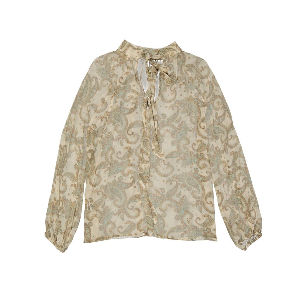 Blouse femme italienne à col noué semi-transparente