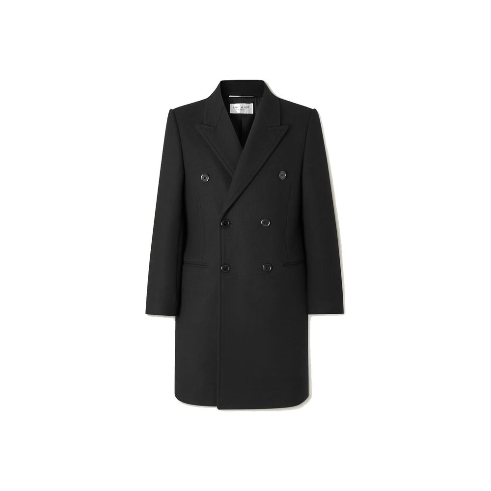 Manteau Saint Laurent croisé noir