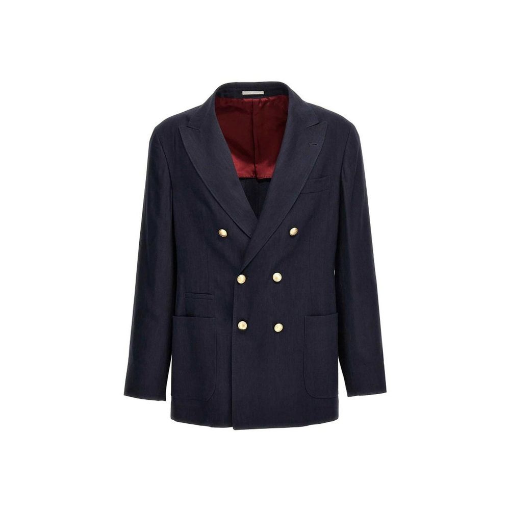 Veste en lin et laine homme bleue