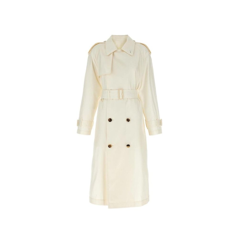 Trench coat en soie femme beige