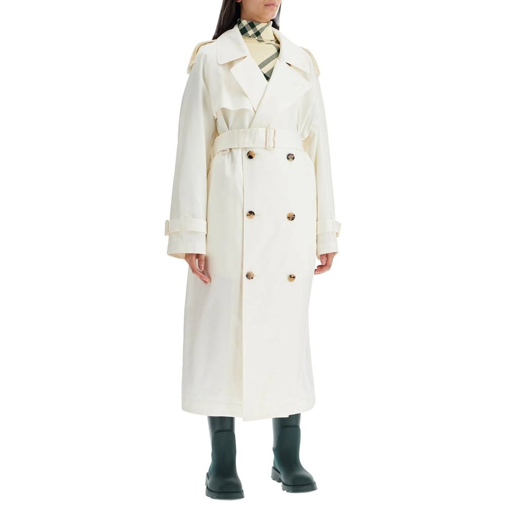Trench coat en soie femme beige