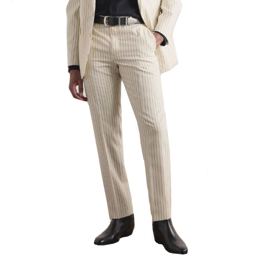 Pantalons en laine rayés hommes gris