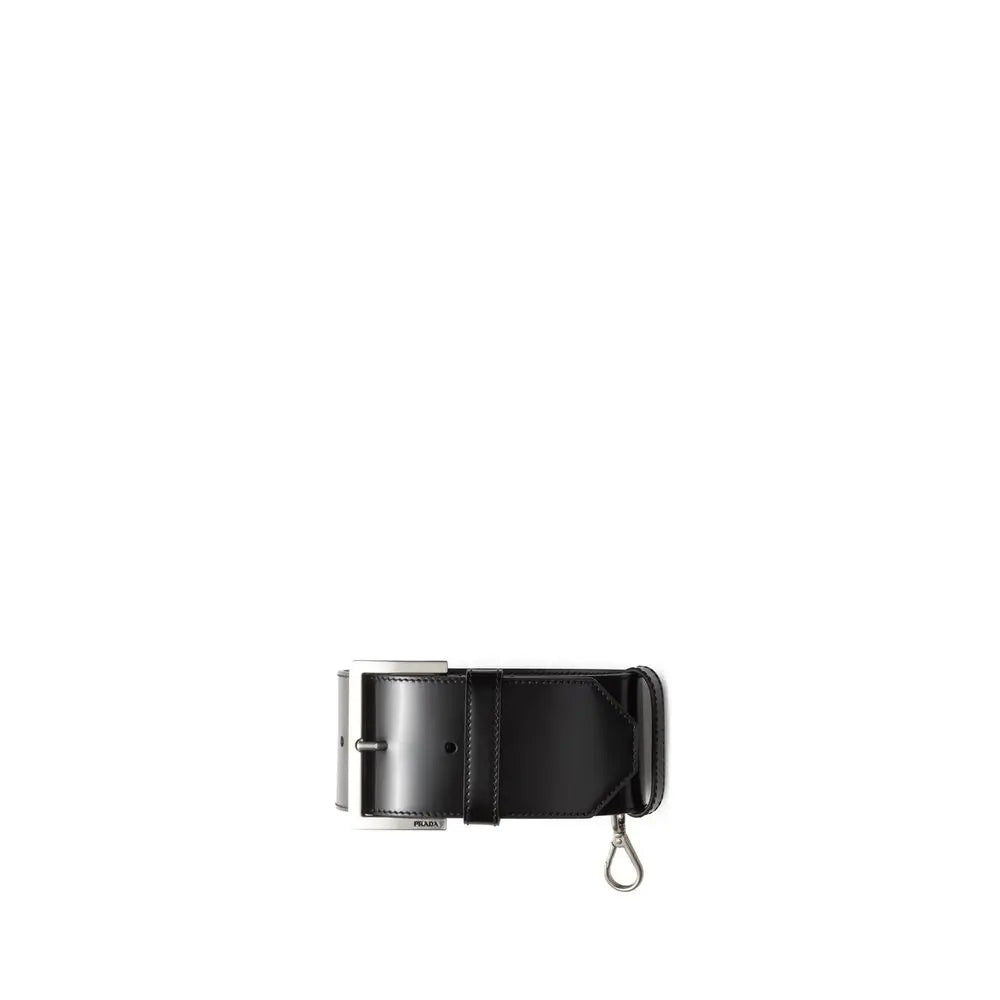 Bracelet en cuir femme noir Prada