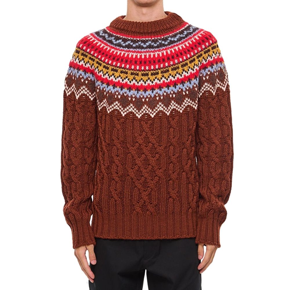 Pull Fair Isle Intarsia en laine gris