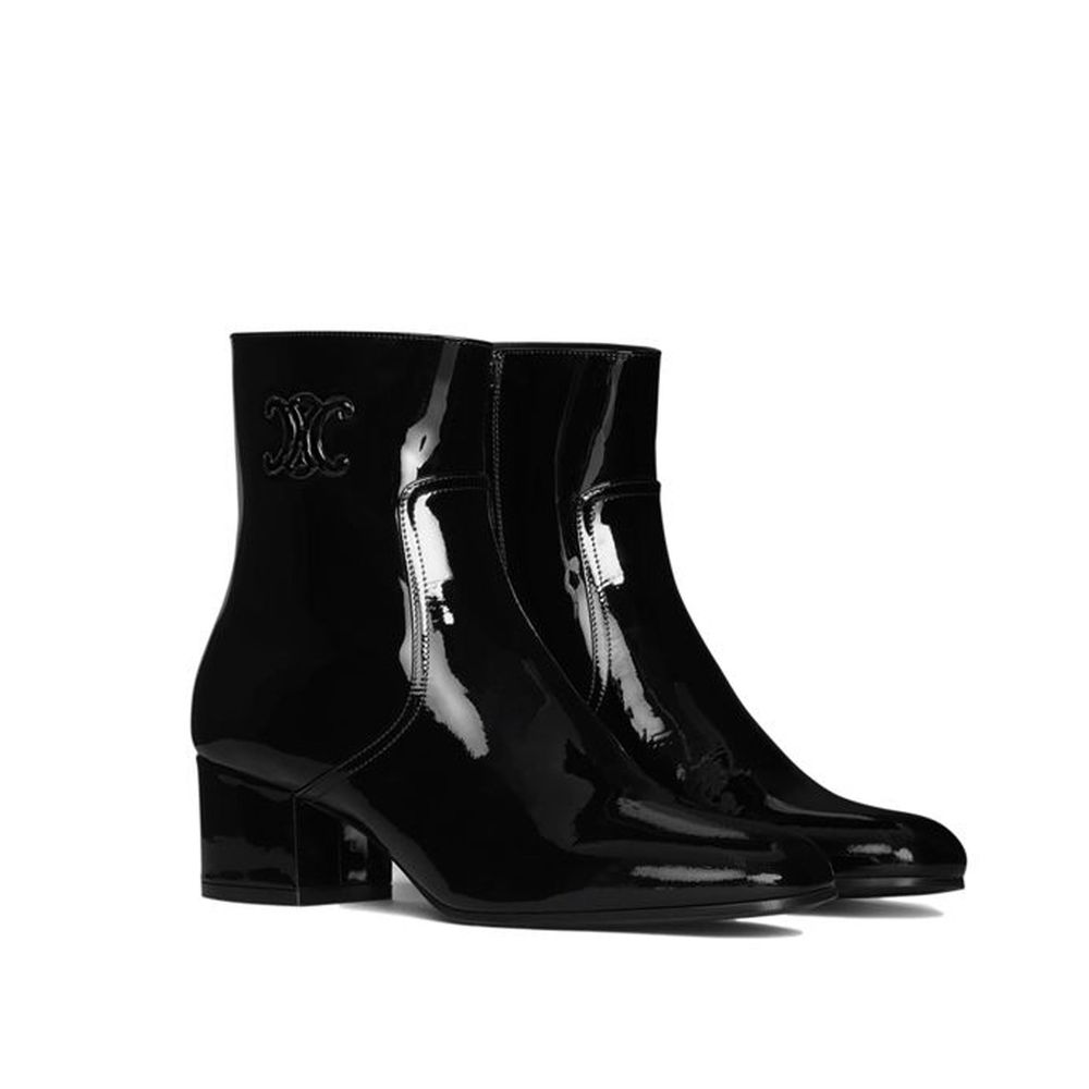 Bottines Triomphe Zipped en cuir noires