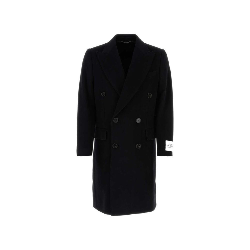 Manteau double boutonnage 100% laine noir