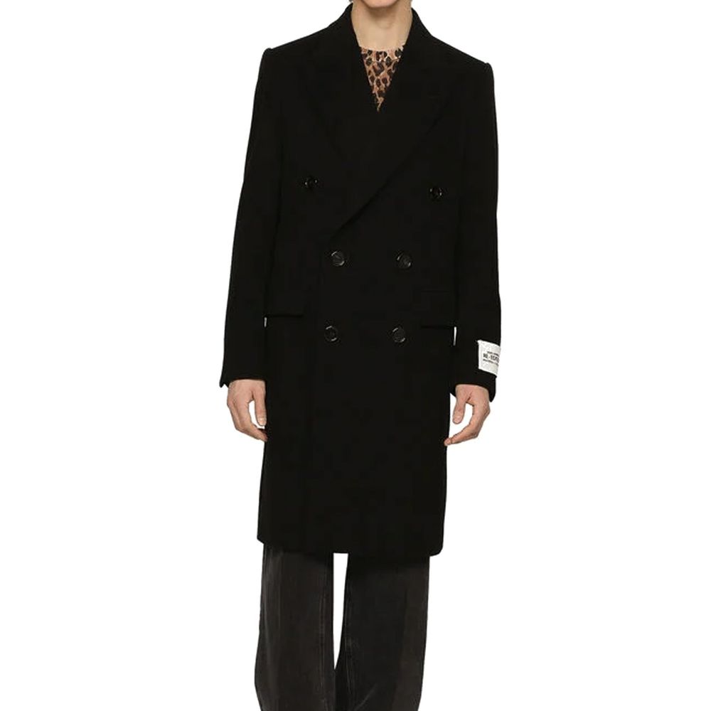 Manteau double boutonnage 100% laine noir