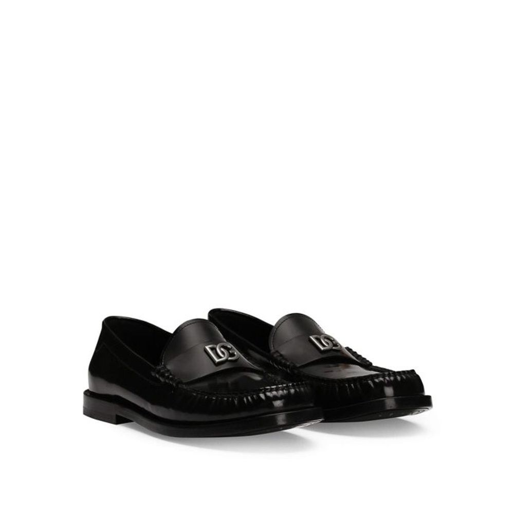 Mocassins en cuir femmes à logo noirs