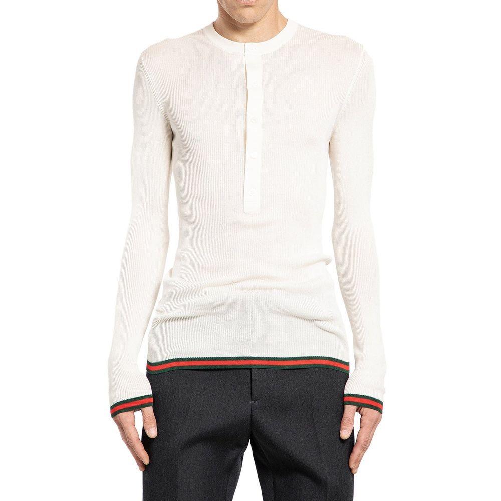 T-shirt Ribbed-Knit en soie vert et rouge