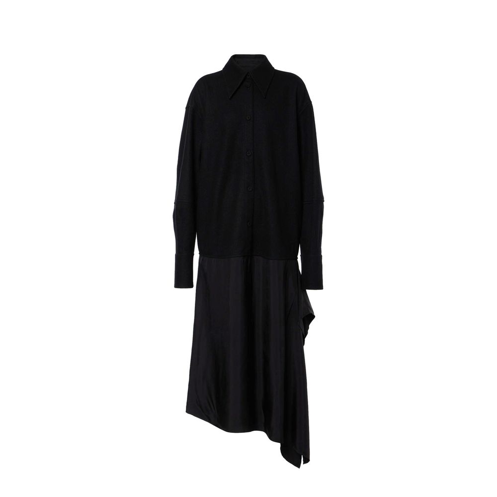 Robe laine asymétrique Made in Italy noire